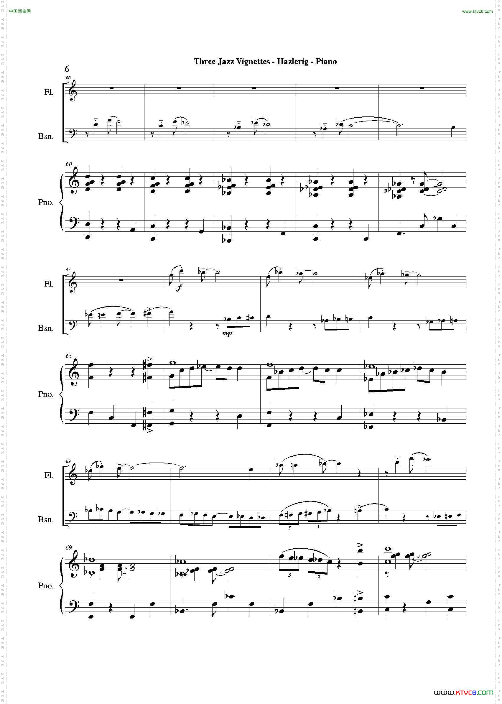 Threejazzvignettes第一乐章长笛巴松钢琴三重奏_Three jazz vignettes第一乐章长笛巴松钢琴三重奏