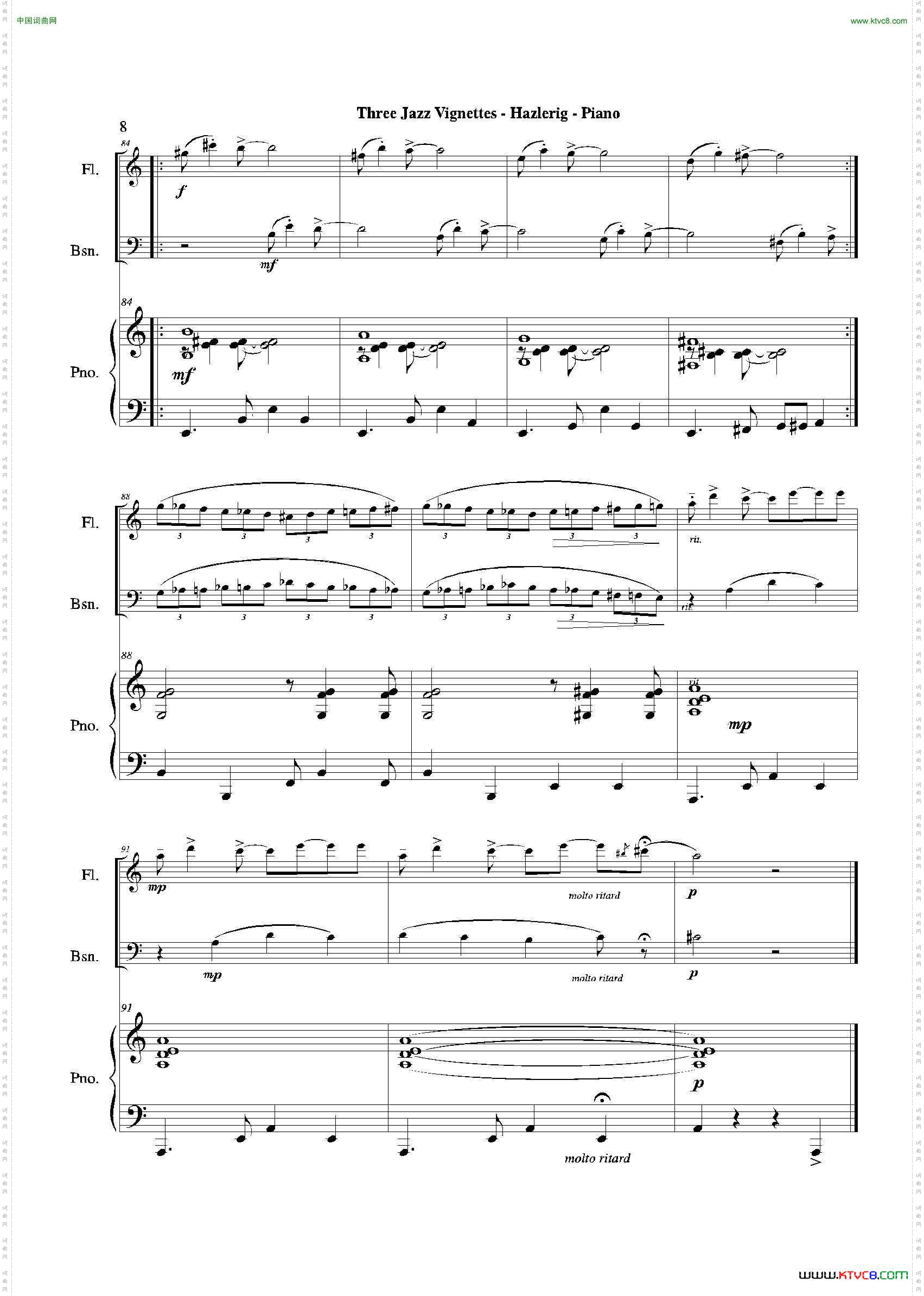 Threejazzvignettes第一乐章长笛巴松钢琴三重奏_Three jazz vignettes第一乐章长笛巴松钢琴三重奏