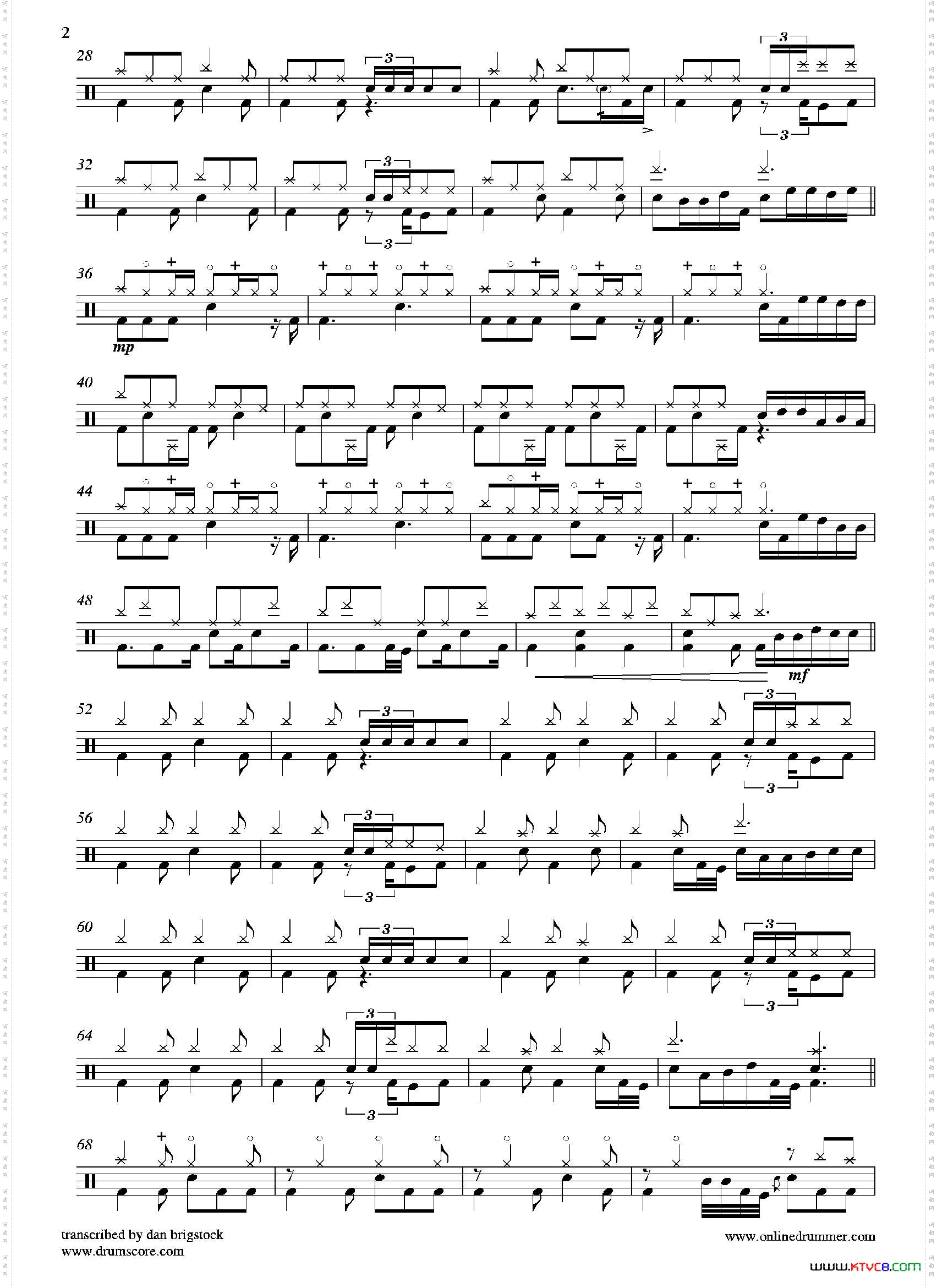 《Waltz Of The Flowers（鼓谱）》简谱