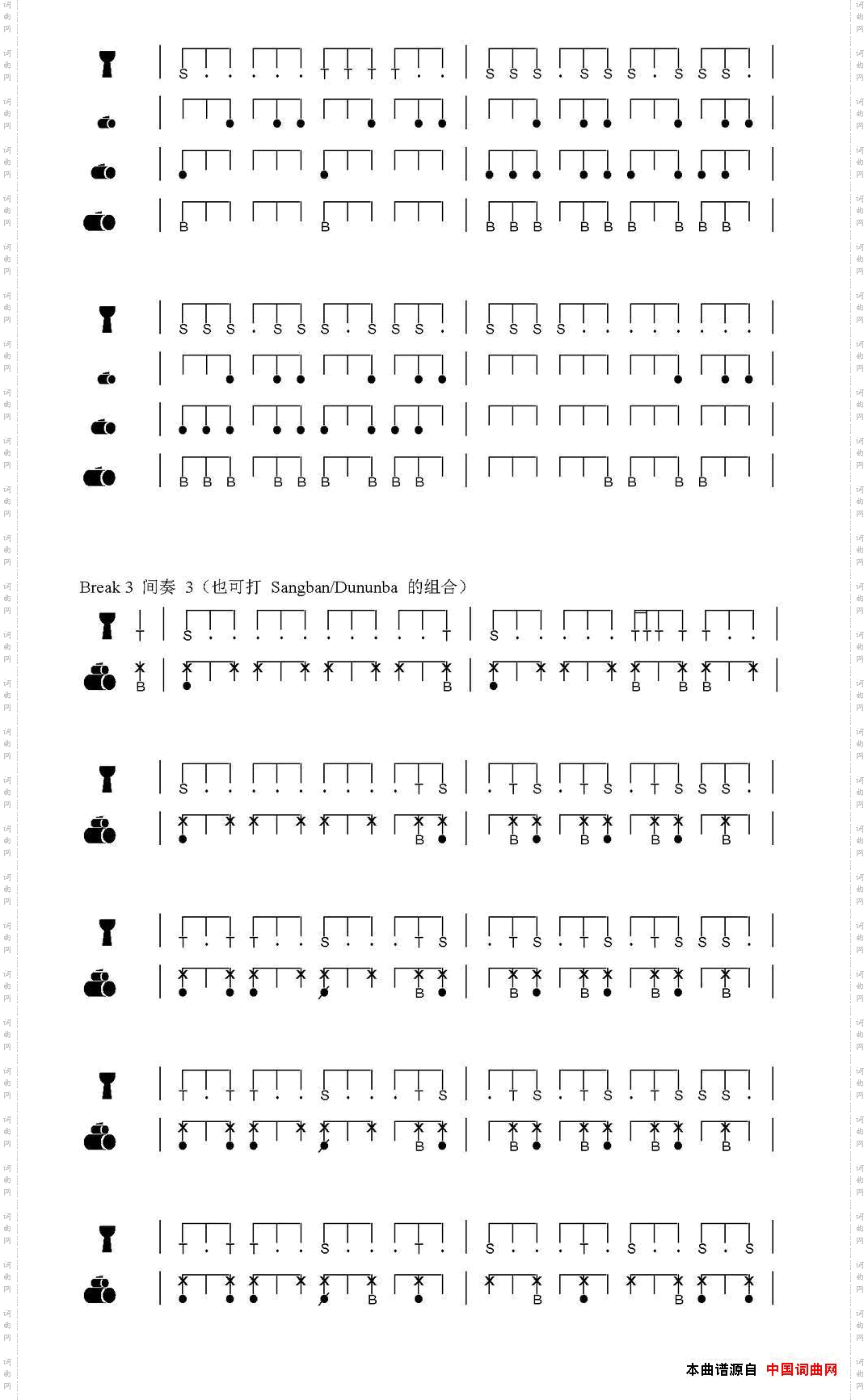 Kadan非洲手鼓谱