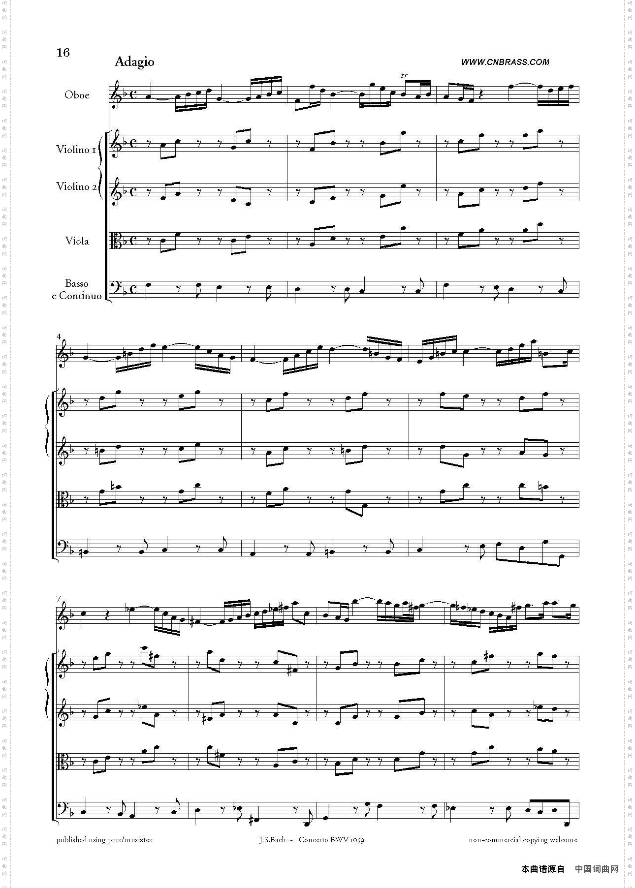 ConcertoBWV1059双簧管与弦乐D小调协奏曲_Concerto BWV 1059双簧管与弦乐D小调协奏曲