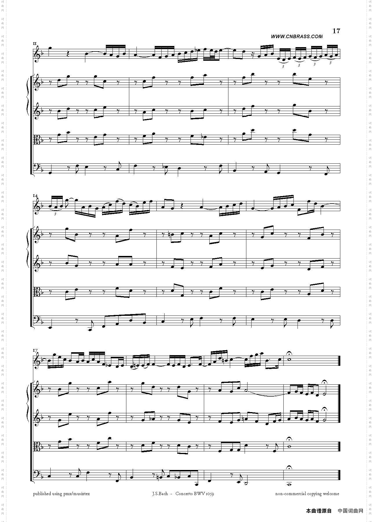 ConcertoBWV1059双簧管与弦乐D小调协奏曲_Concerto BWV 1059双簧管与弦乐D小调协奏曲