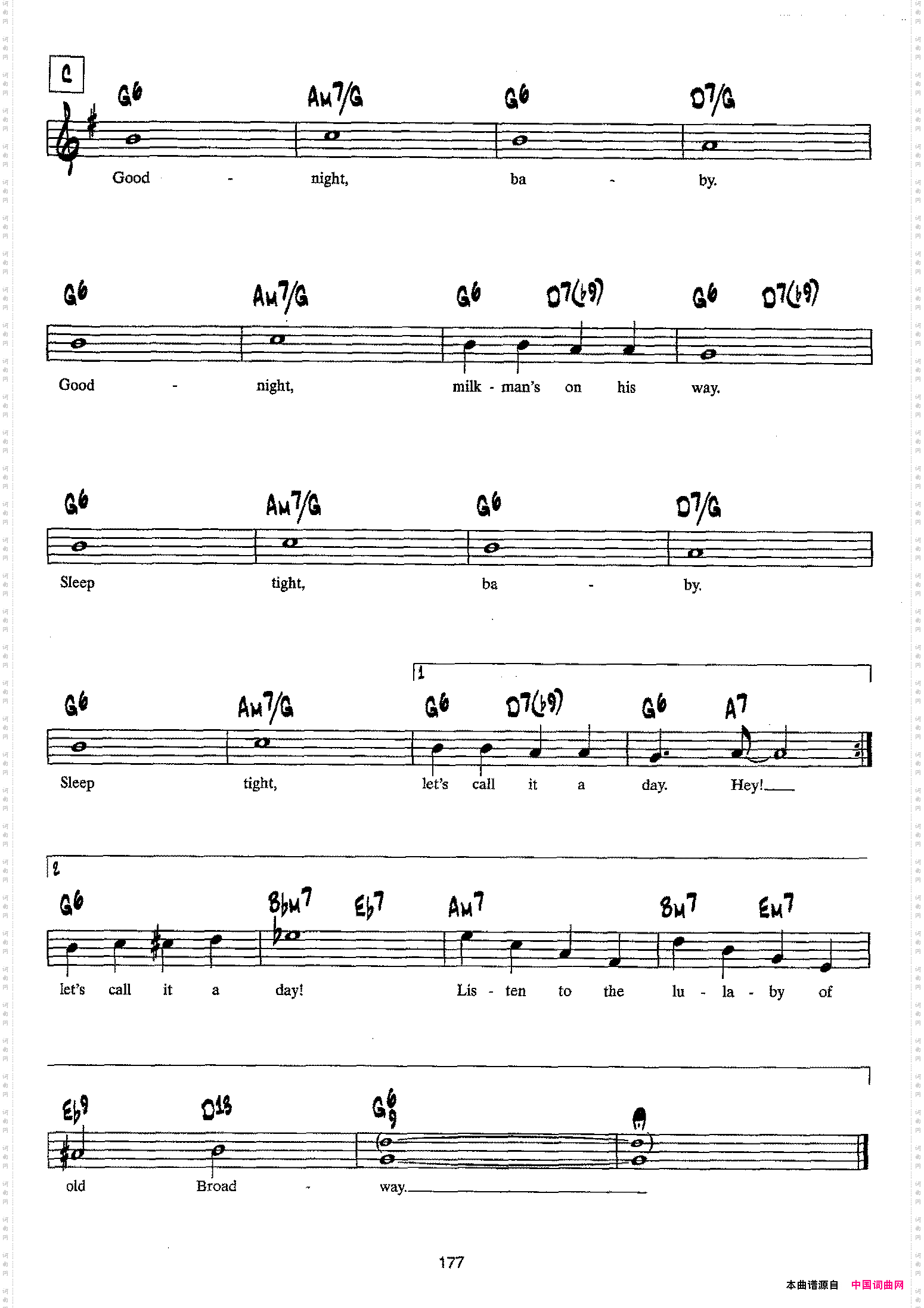 降B爵士乐谱：LULLABYOFBROADWAY