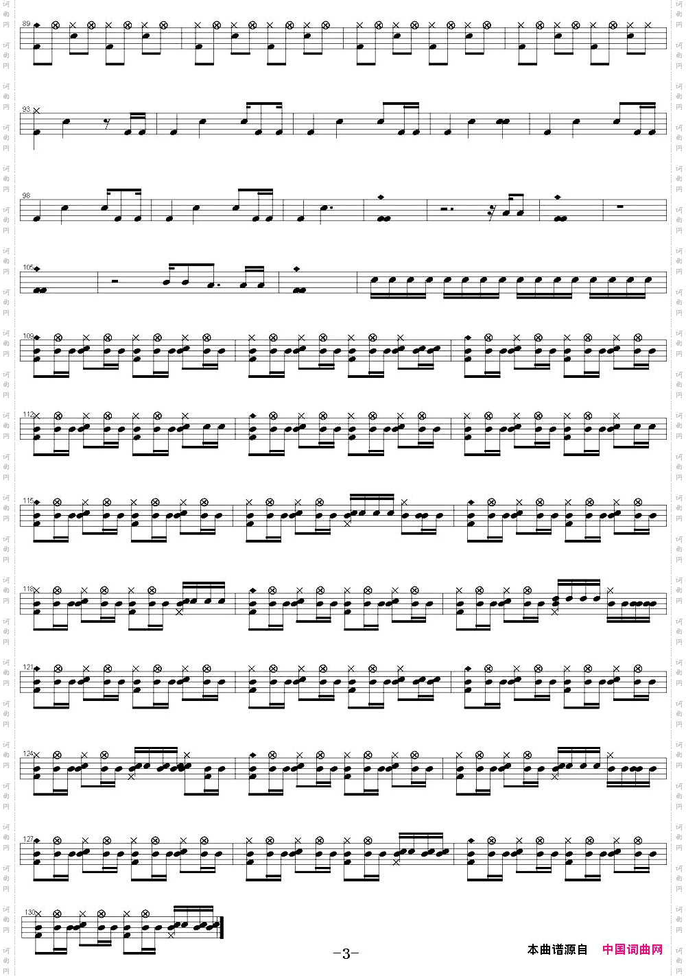 爵士鼓谱：Eagles-Lifeinthefastlane