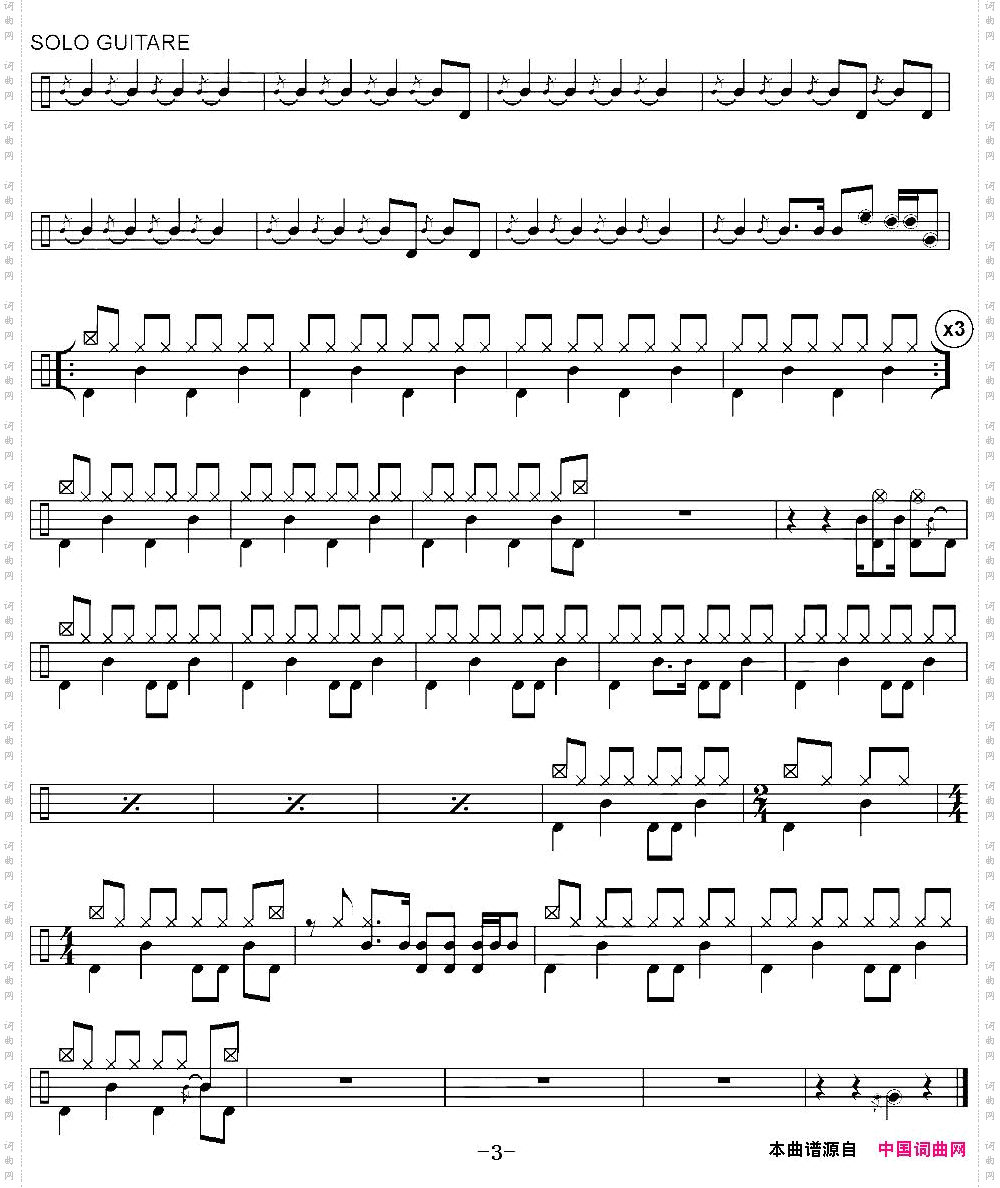 爵士鼓谱:LennyKravitz-Areyougonnagomyway