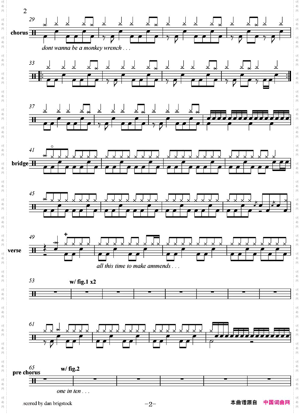 爵士鼓谱：FooFighters-Monkeywrench
