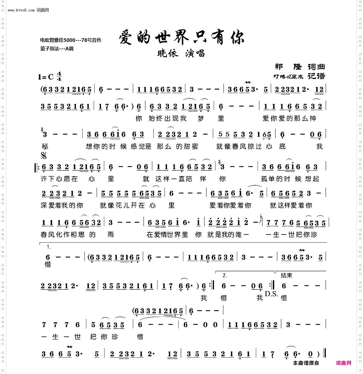 爱的世界只有你_电吹管