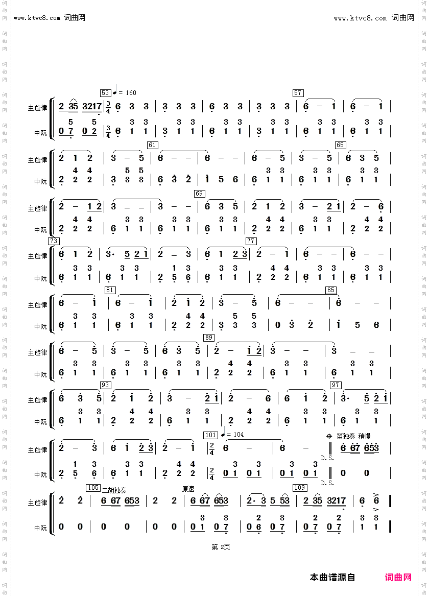 花儿与少年_中阮分谱