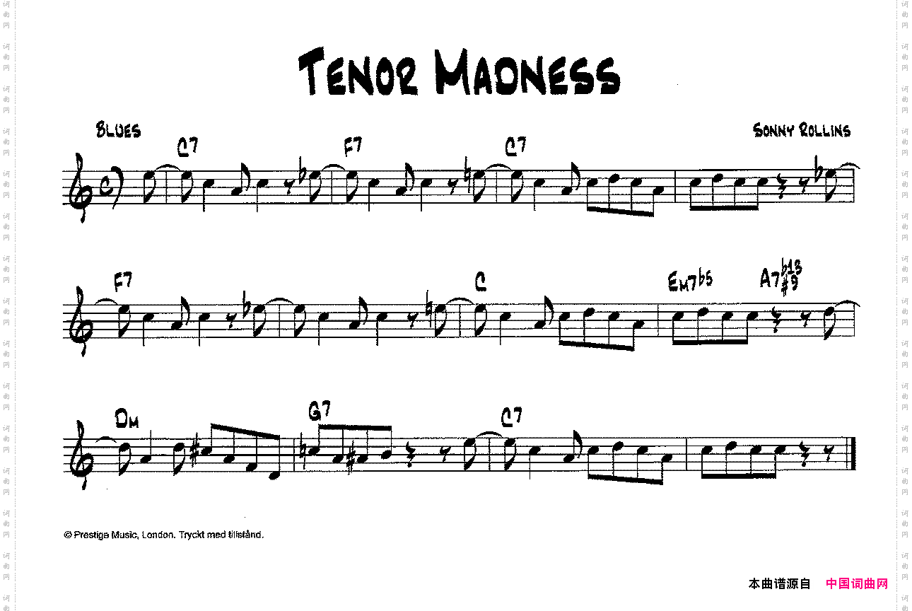 降B爵士乐谱：TENORMADNESS