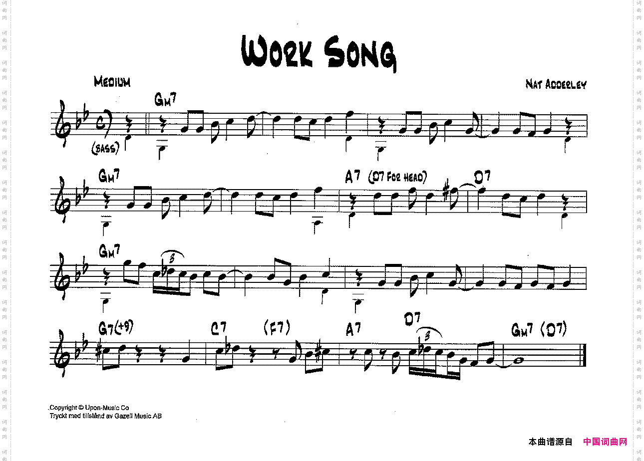 降B爵士乐谱：WORKSONG