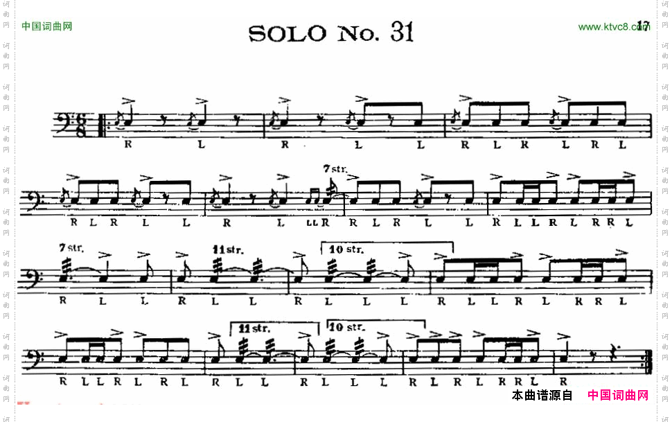 美国军鼓SOLONo.31-35爵士鼓谱_美国军鼓 SOLO No.31-35爵士鼓谱
