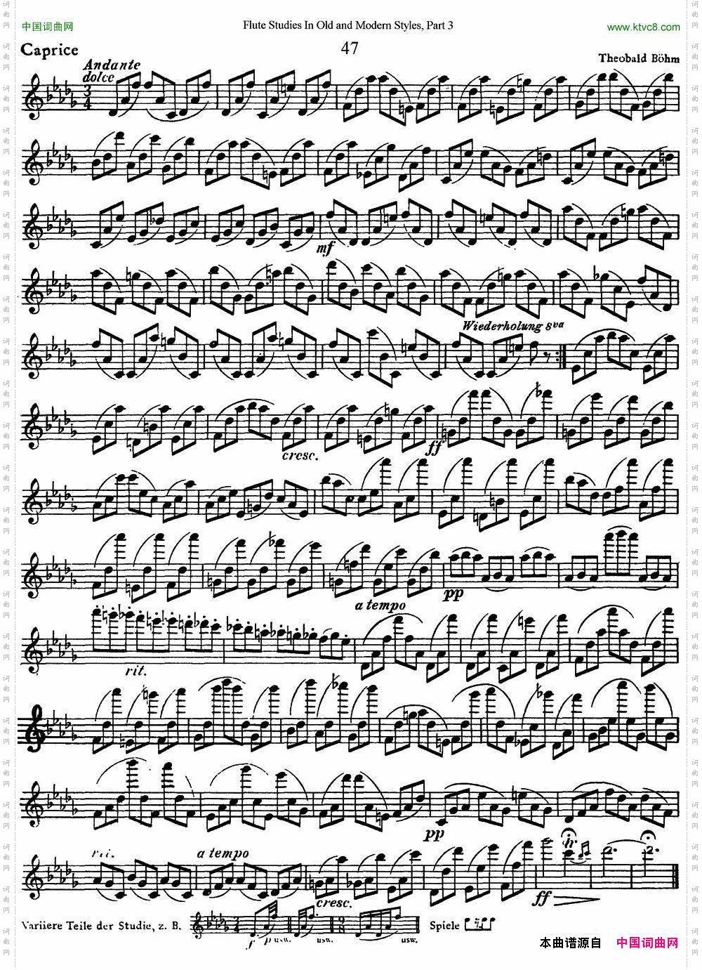斯勒新老风格长笛练习重奏曲第三部分NO.47