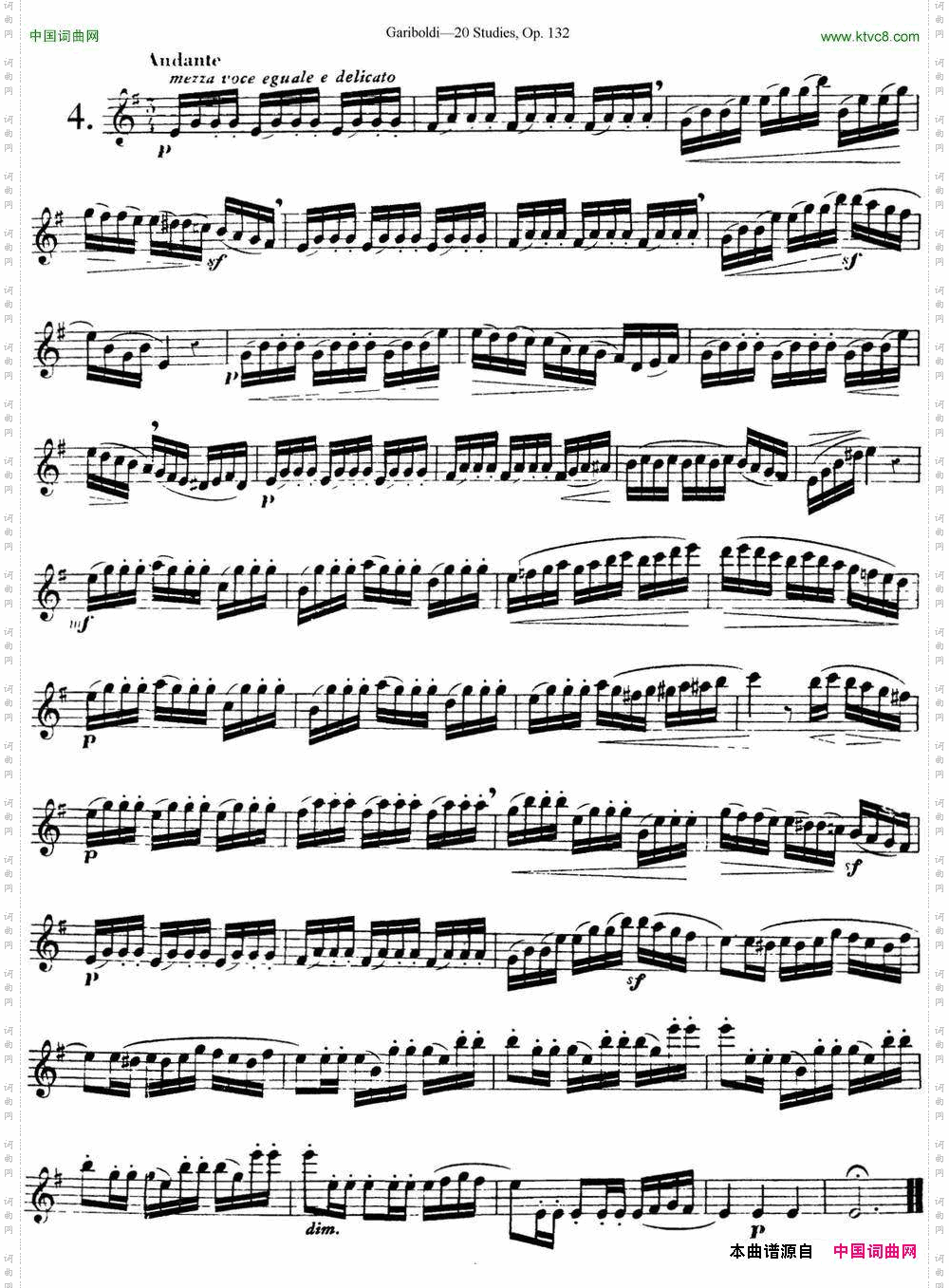 二十首练习曲作品132号之4