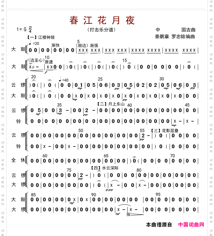 春江花月夜打击乐分谱