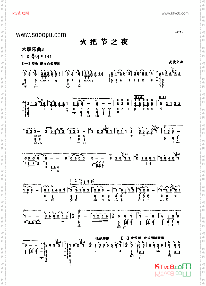 六级乐曲《火把节之夜》民乐类琵琶