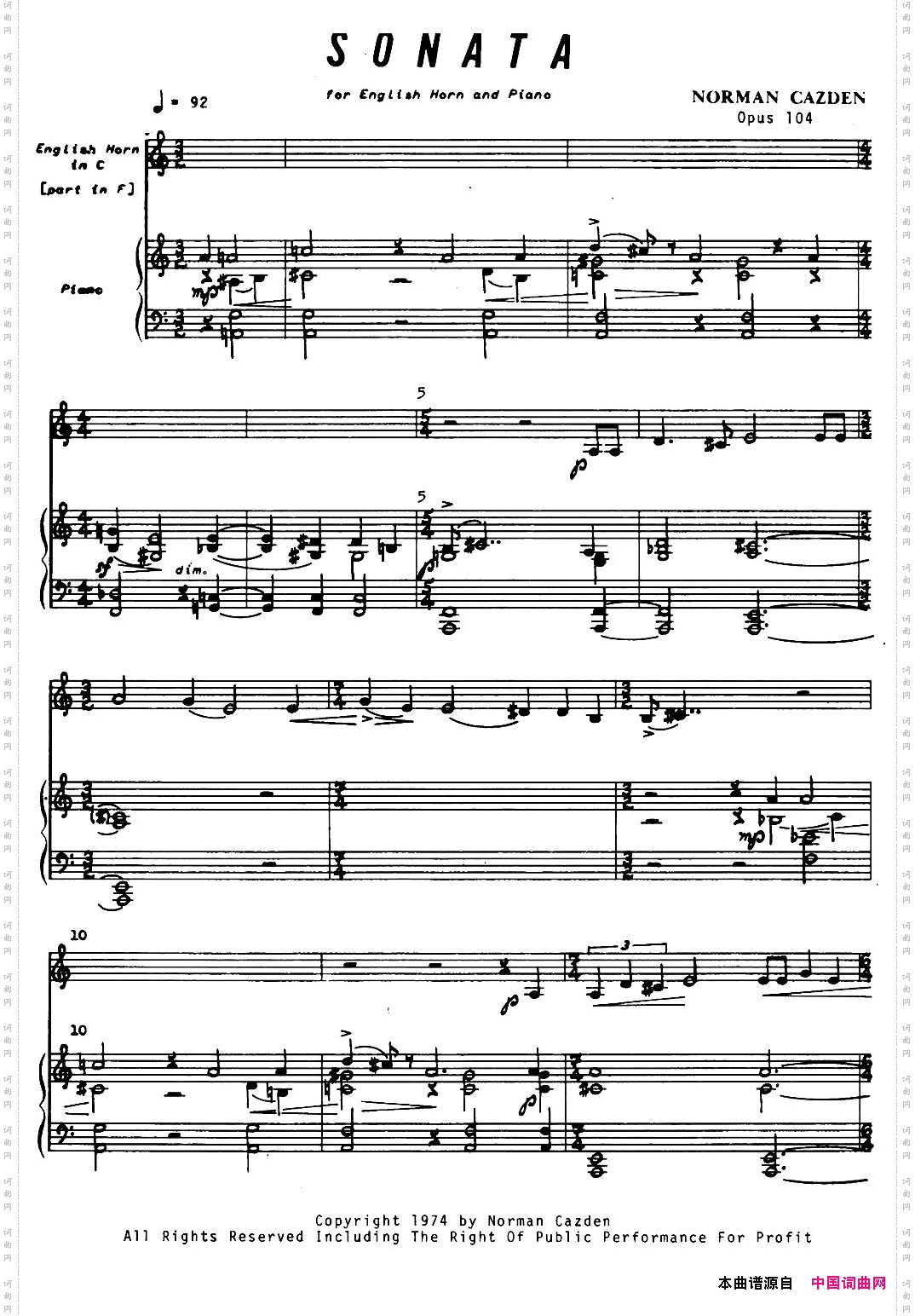 Sonata英国管与钢琴奏鸣曲