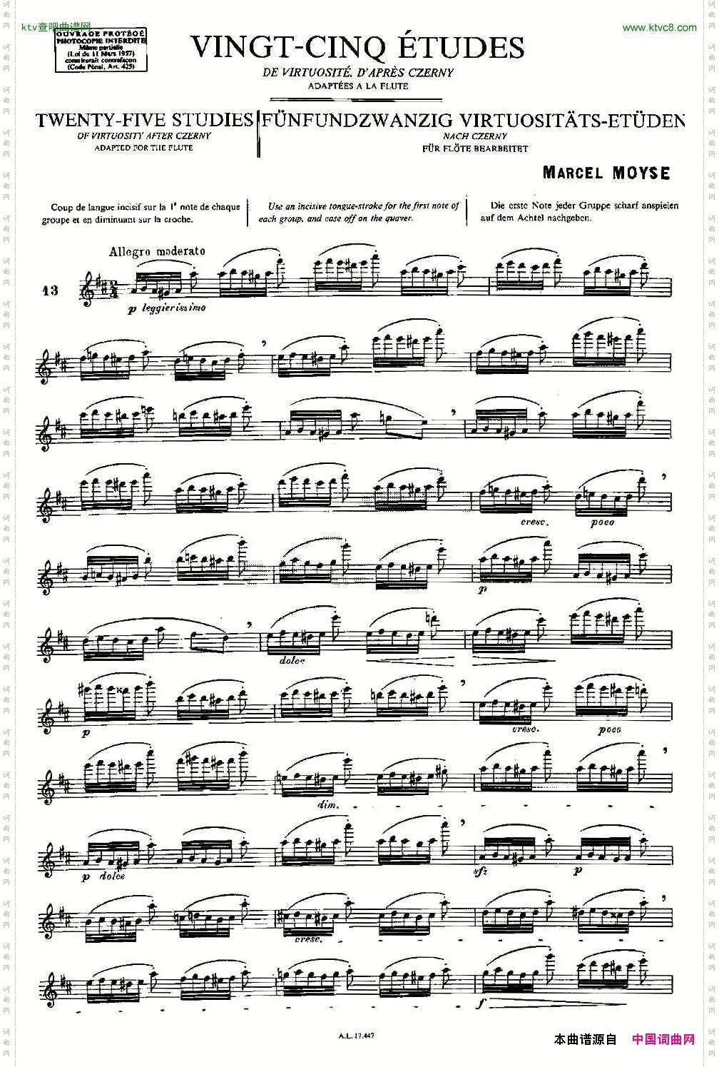 Moyse-25StudiesafterCzernyflute之1325首改编自车尔尼作品的练习曲