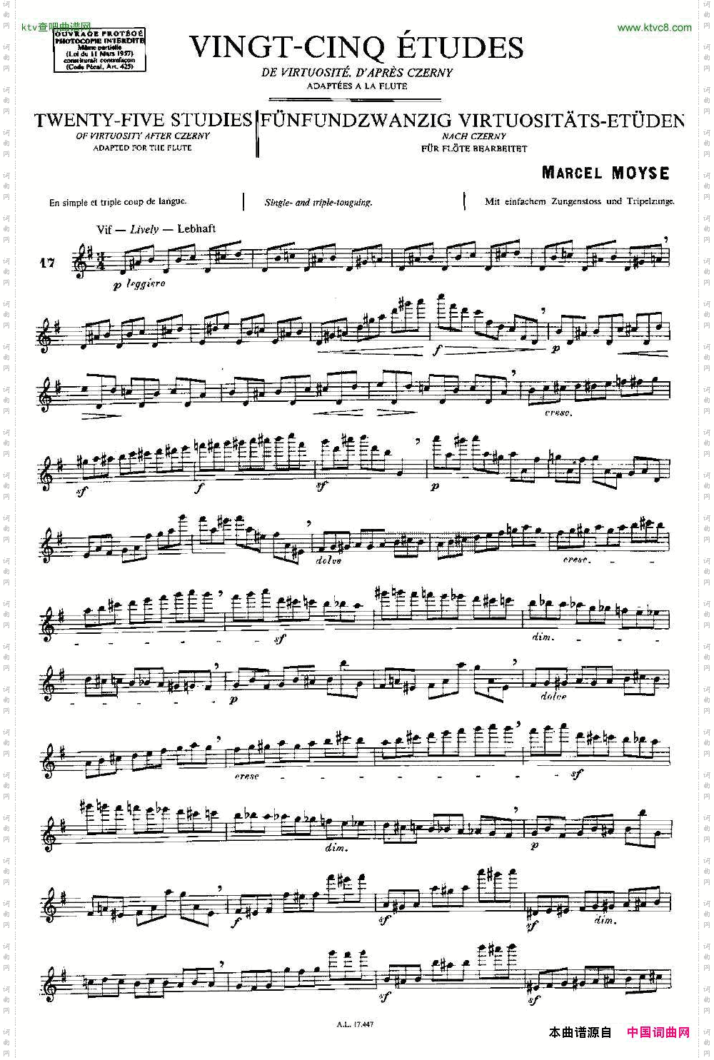 Moyse-25StudiesafterCzernyflute之1725首改编自车尔尼作品的练习曲