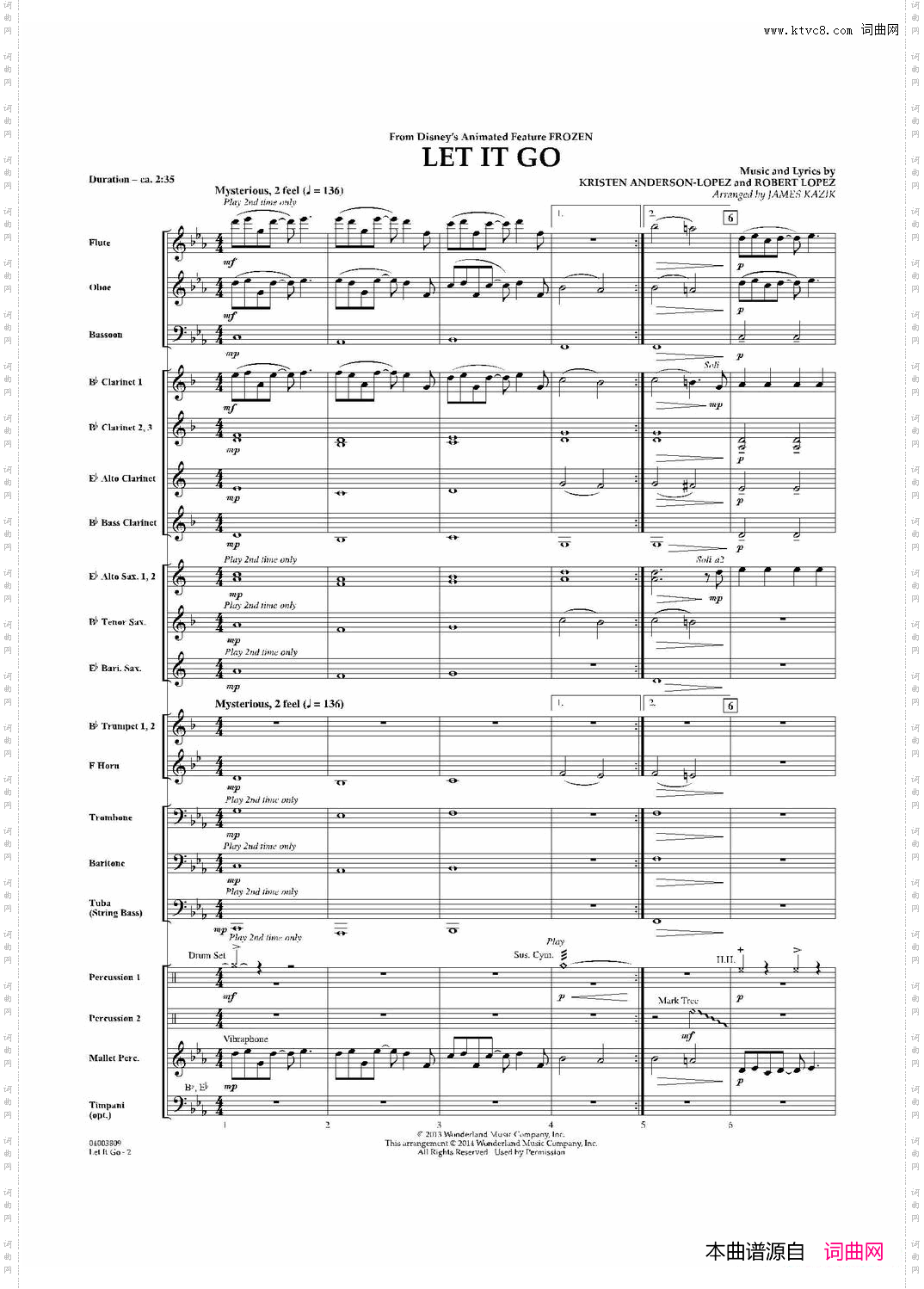 Letitgo《冰雪奇缘》主题曲交响管乐总谱_Let it go《冰雪奇缘》主题曲交响管乐总谱