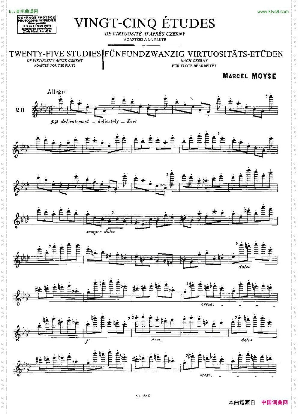 Moyse-25StudiesafterCzernyflute之2025首改编自车尔尼作品的练习曲
