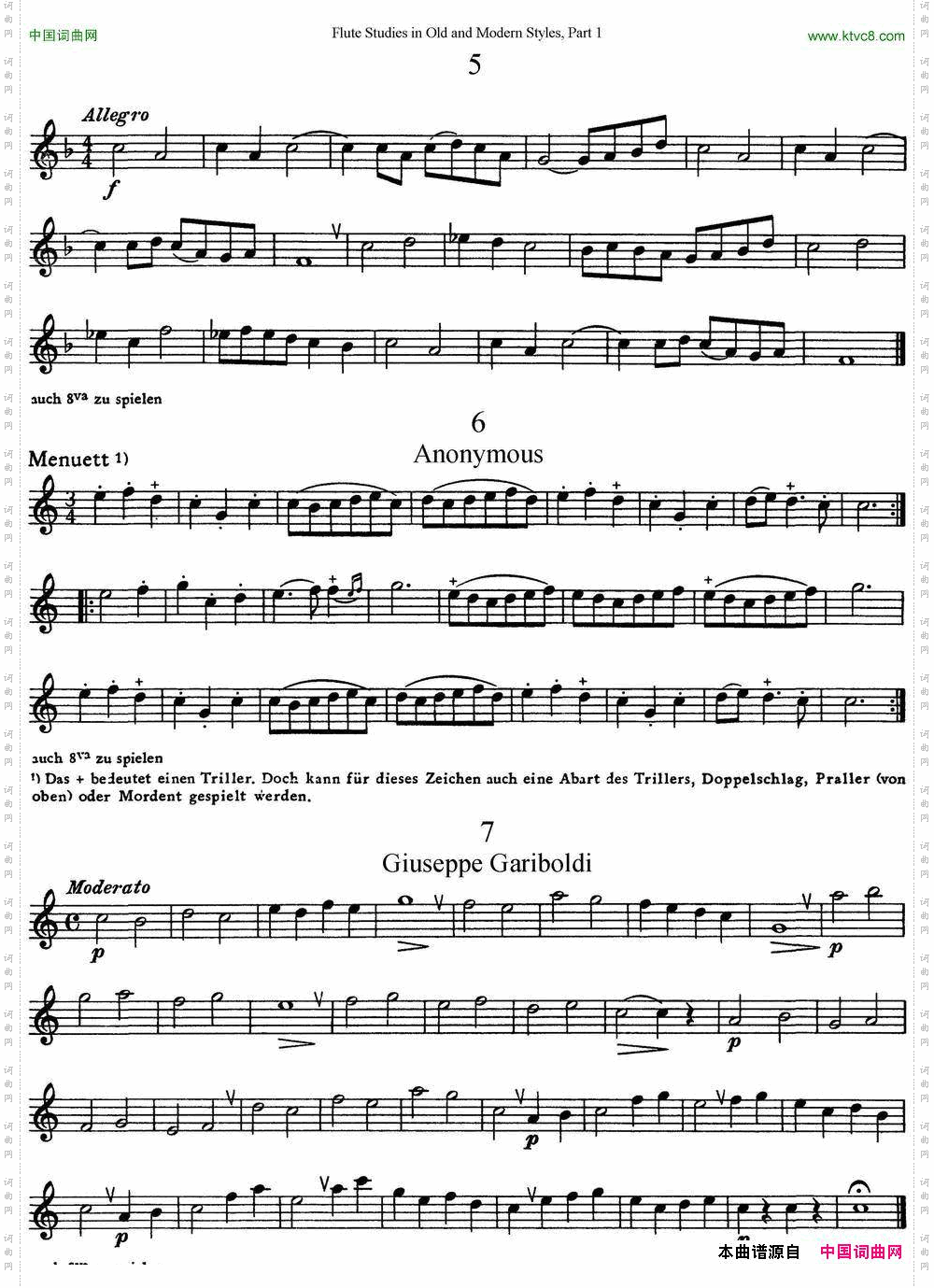 斯勒新老风格长笛练习重奏曲第一部分NO.5-NO.7