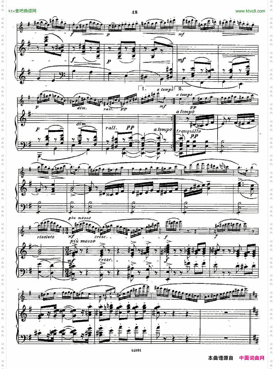 Fantaisiesnationales.Op.59,4.长笛+钢琴伴奏