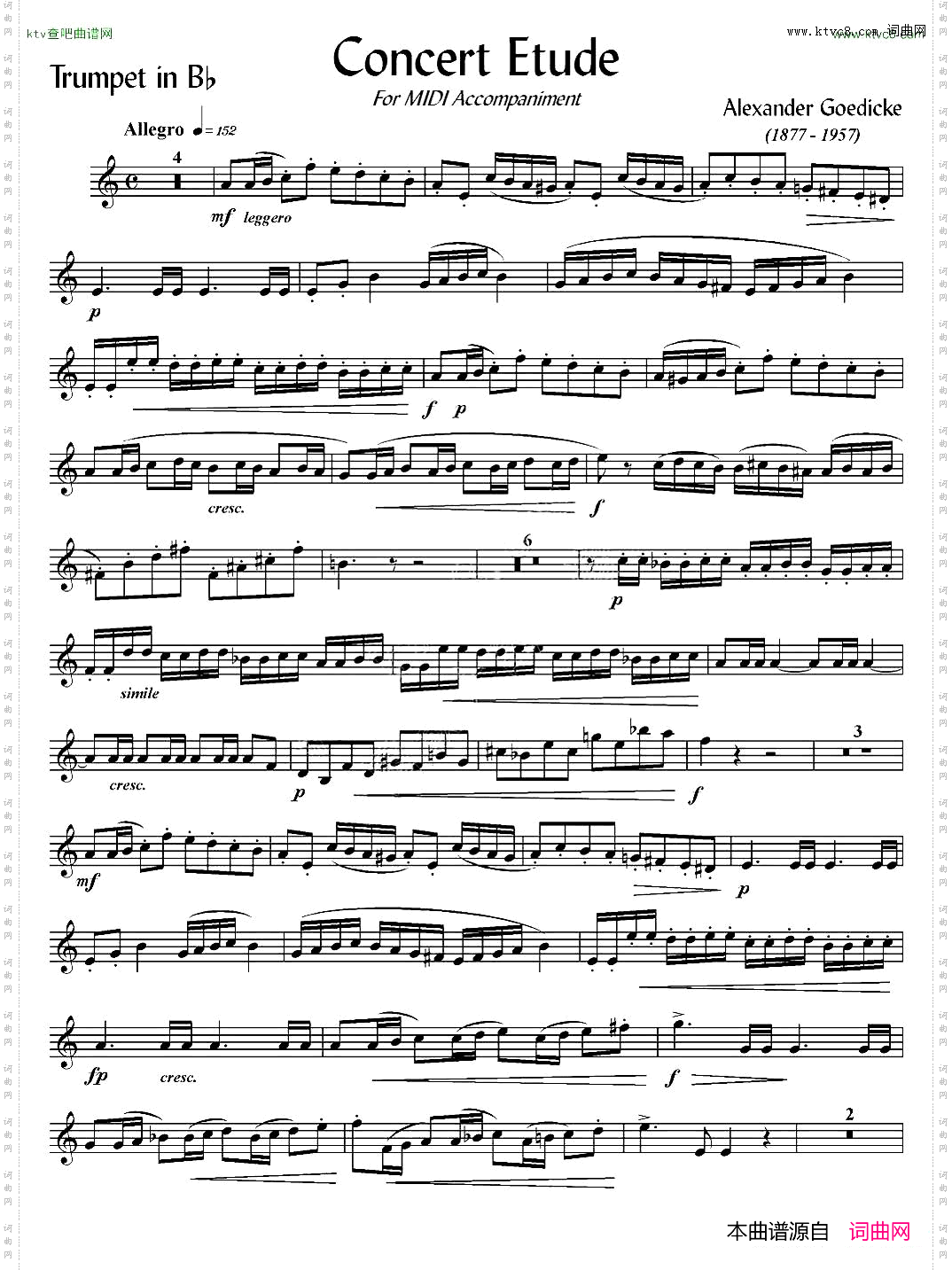 ConcertEtude音乐会练习曲、Bb调小号