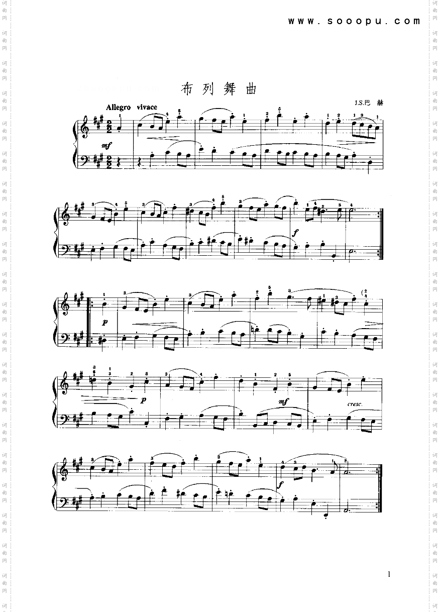 A大调布列舞曲_键盘类手风琴