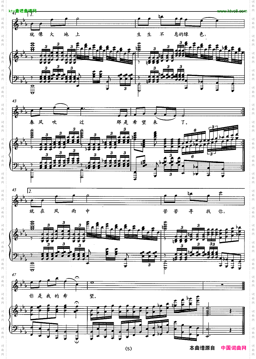 你是我的希望正谱