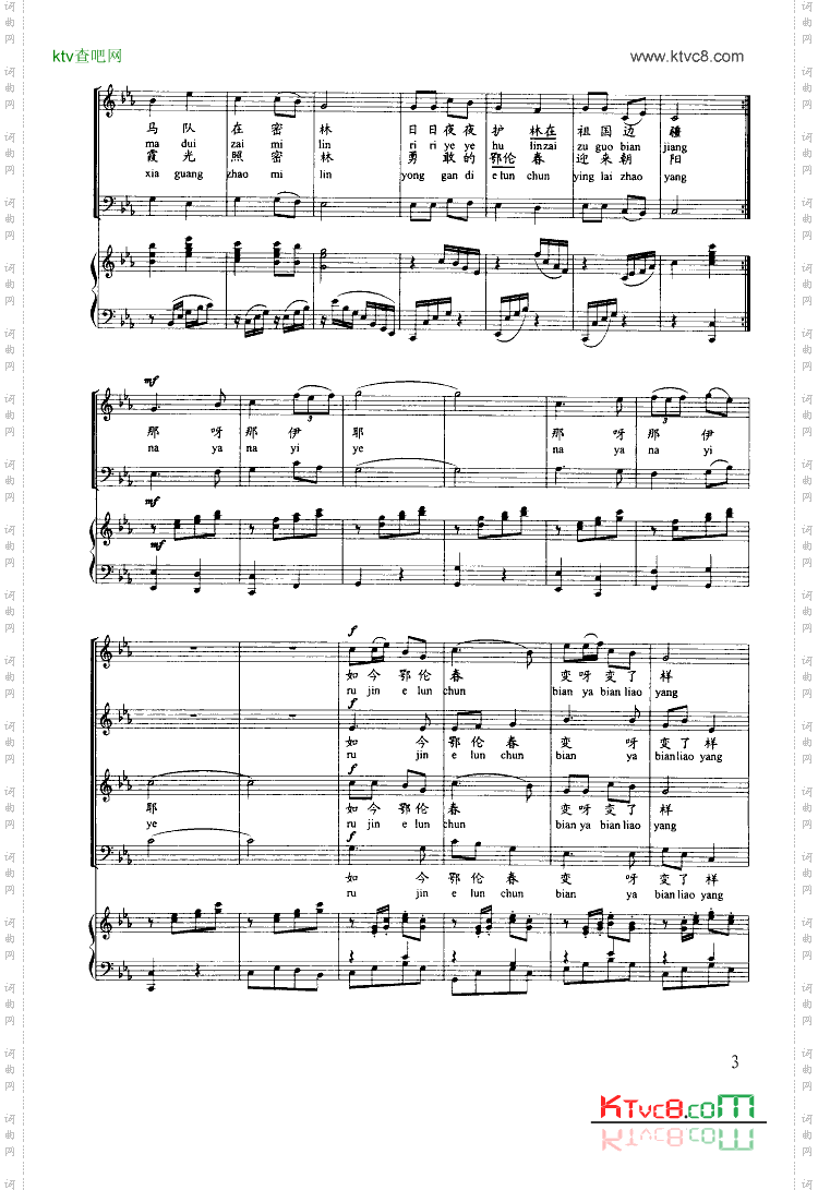 鄂伦春马队在密林线谱扫描