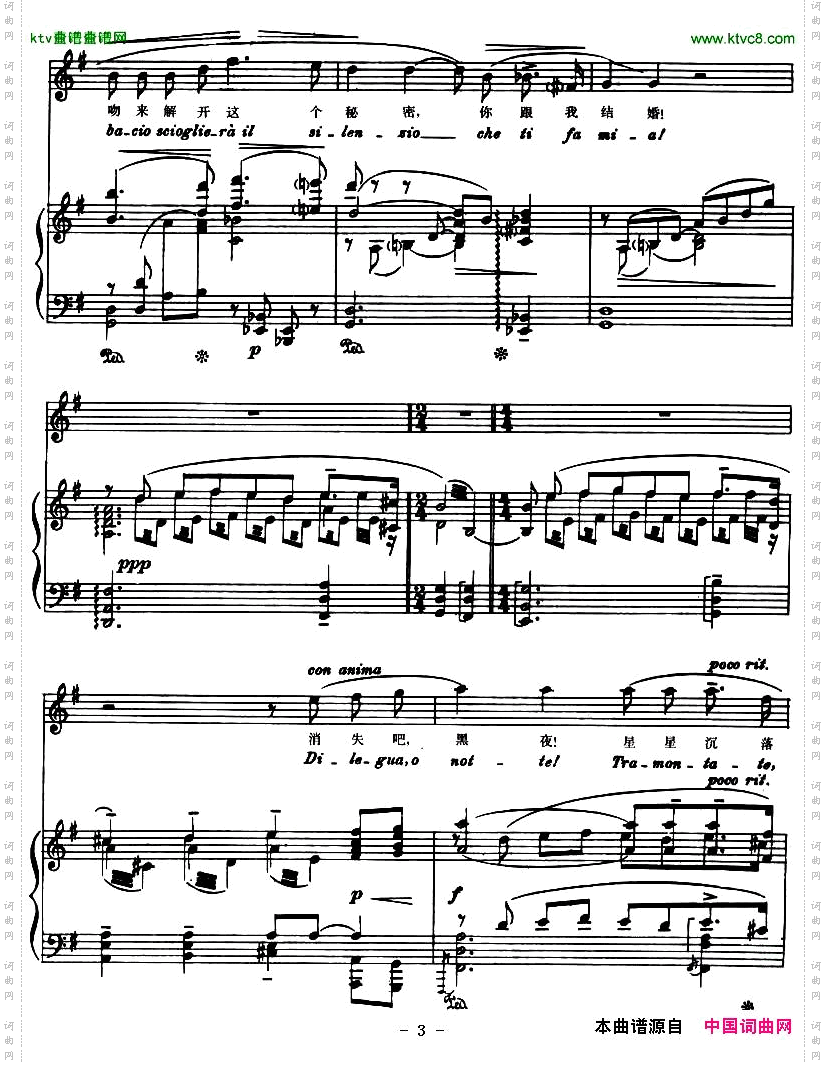 不得睡觉今夜无人入睡王子咏叹调选自《图兰朵》正谱