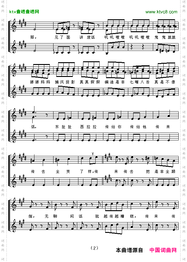 闲聊波尔卡二部合唱五线谱[奥]