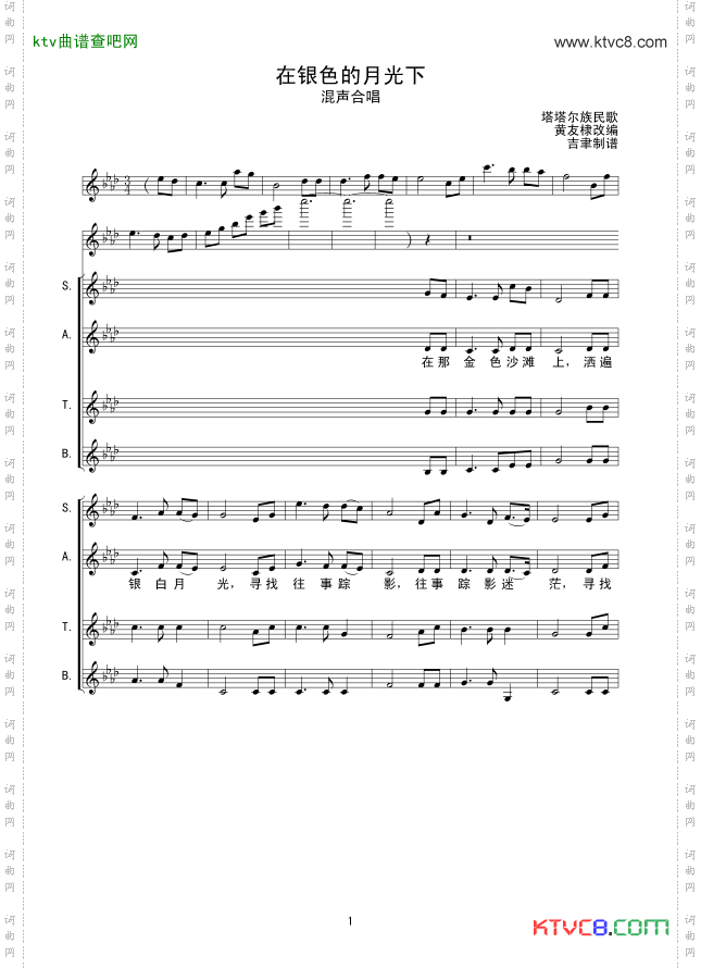 在银色的月光下线谱