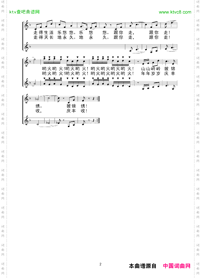 苗乡人民跟党走_线谱