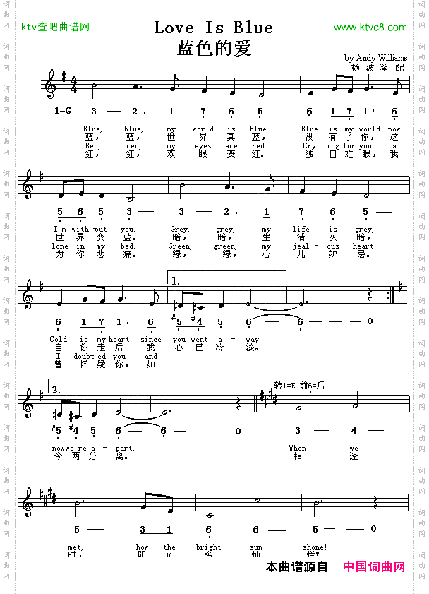 LoveIsBule蓝色的爱中外文对照