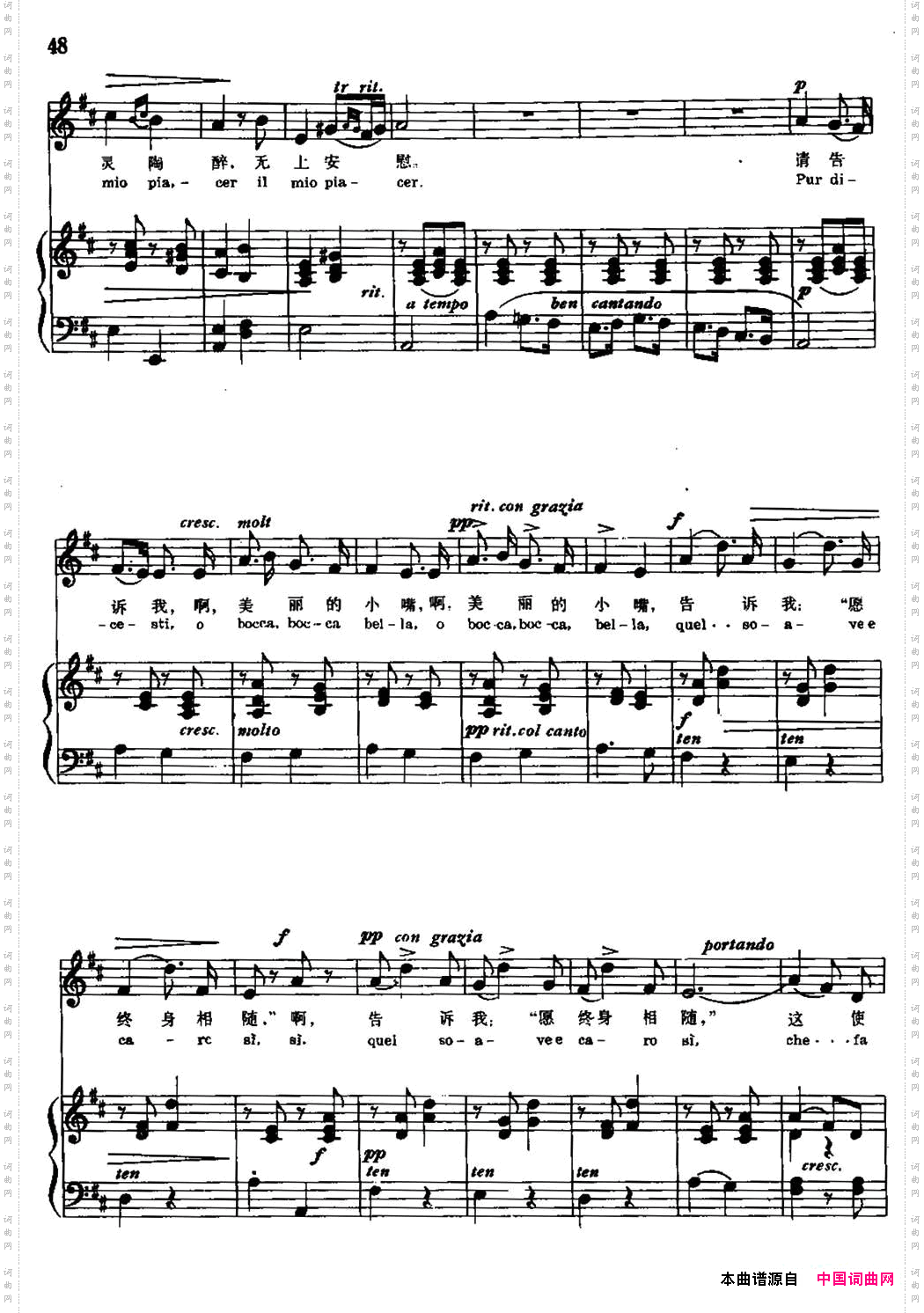 [意]请告诉我中外文对照、正谱