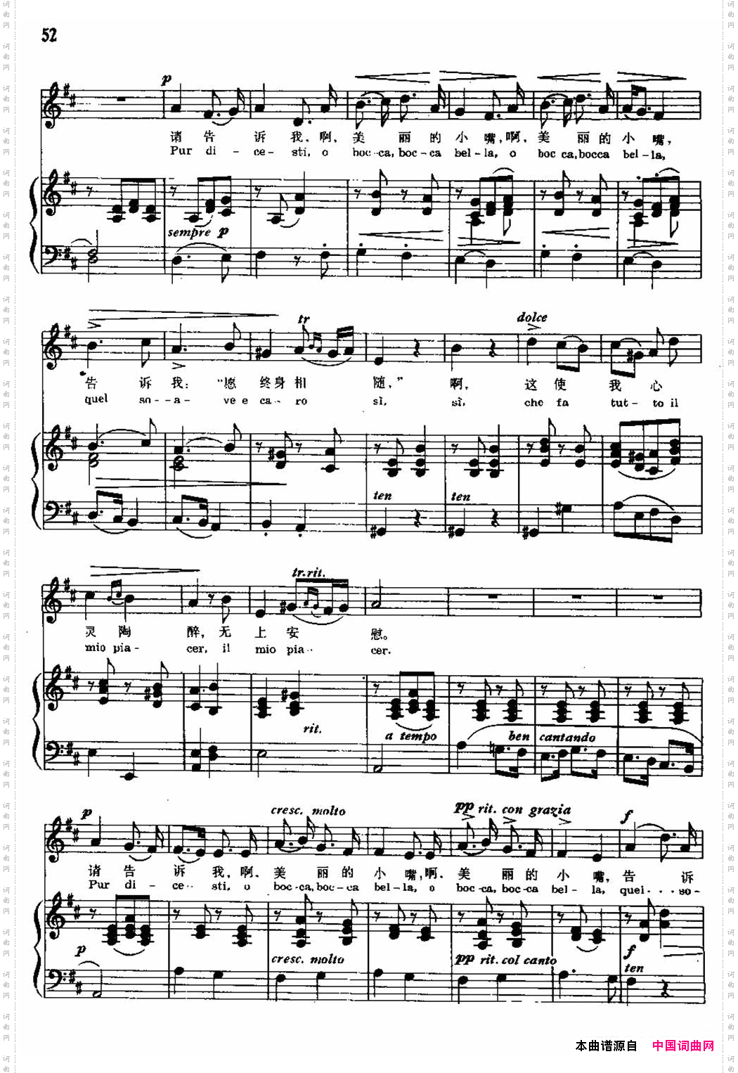 [意]请告诉我中外文对照、正谱