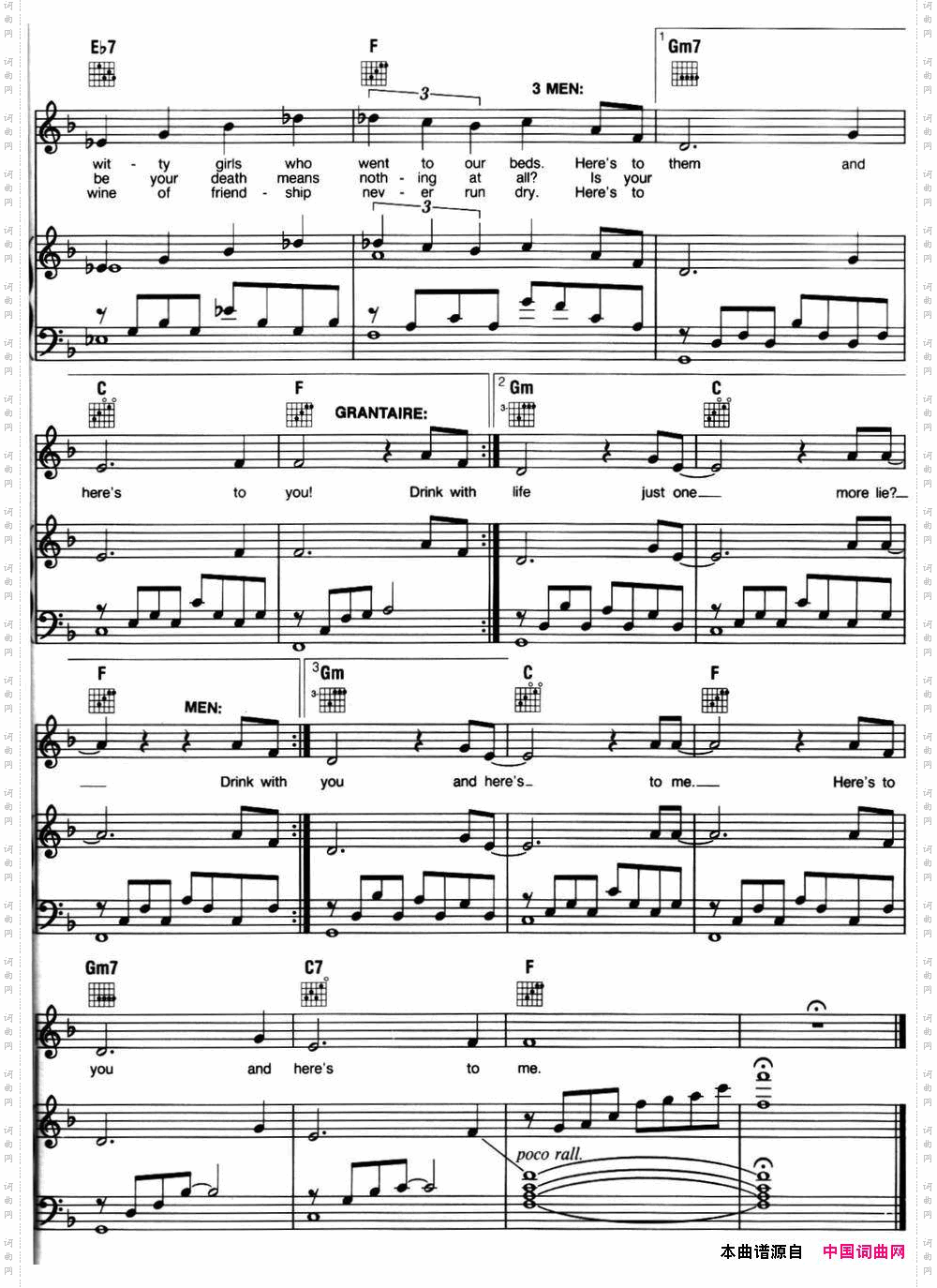 DrinkWithMeToDaysGoneBy音乐剧《悲惨世界》LesMiserables选曲、正谱_Drink With MeTo Days Gone By音乐剧《悲惨世界》Les Miserables选曲、正谱 