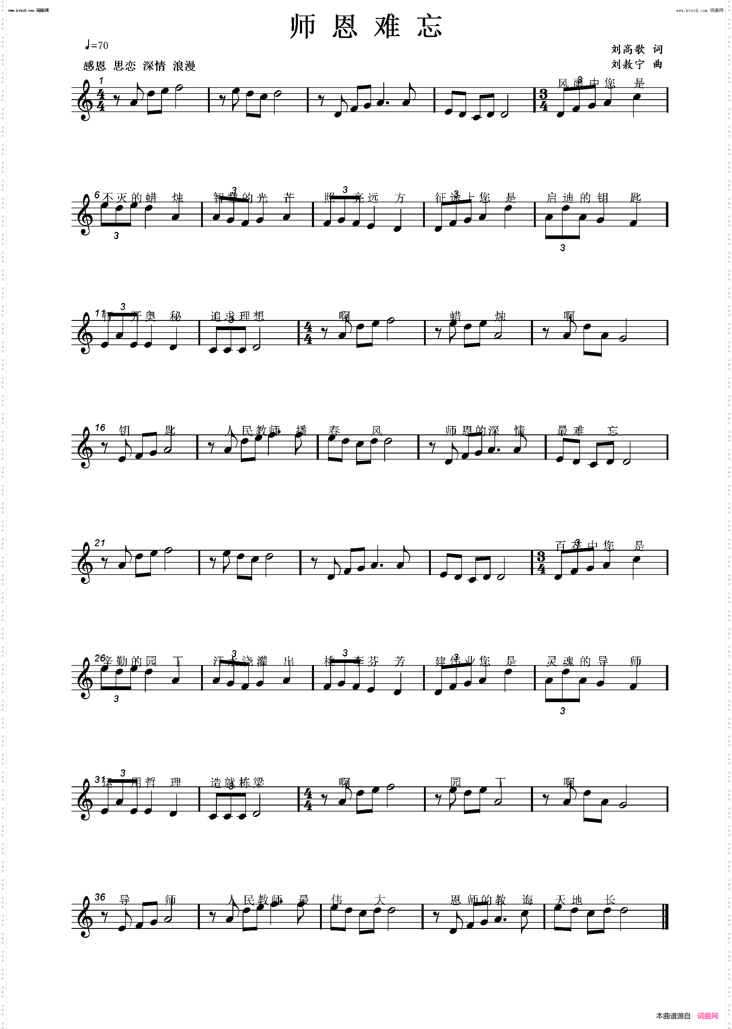 师恩难忘_教师节之歌