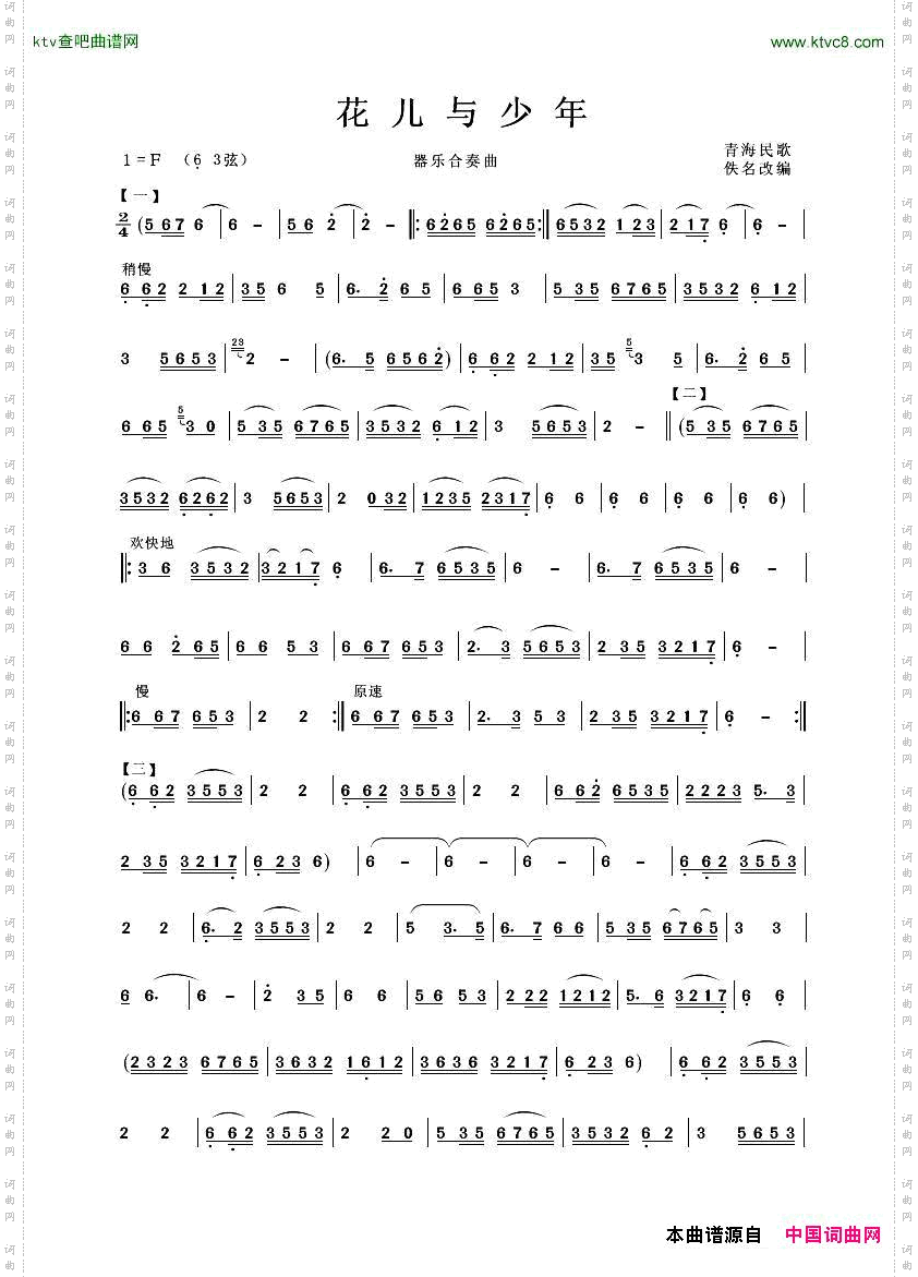 花儿与少年器乐合奏曲