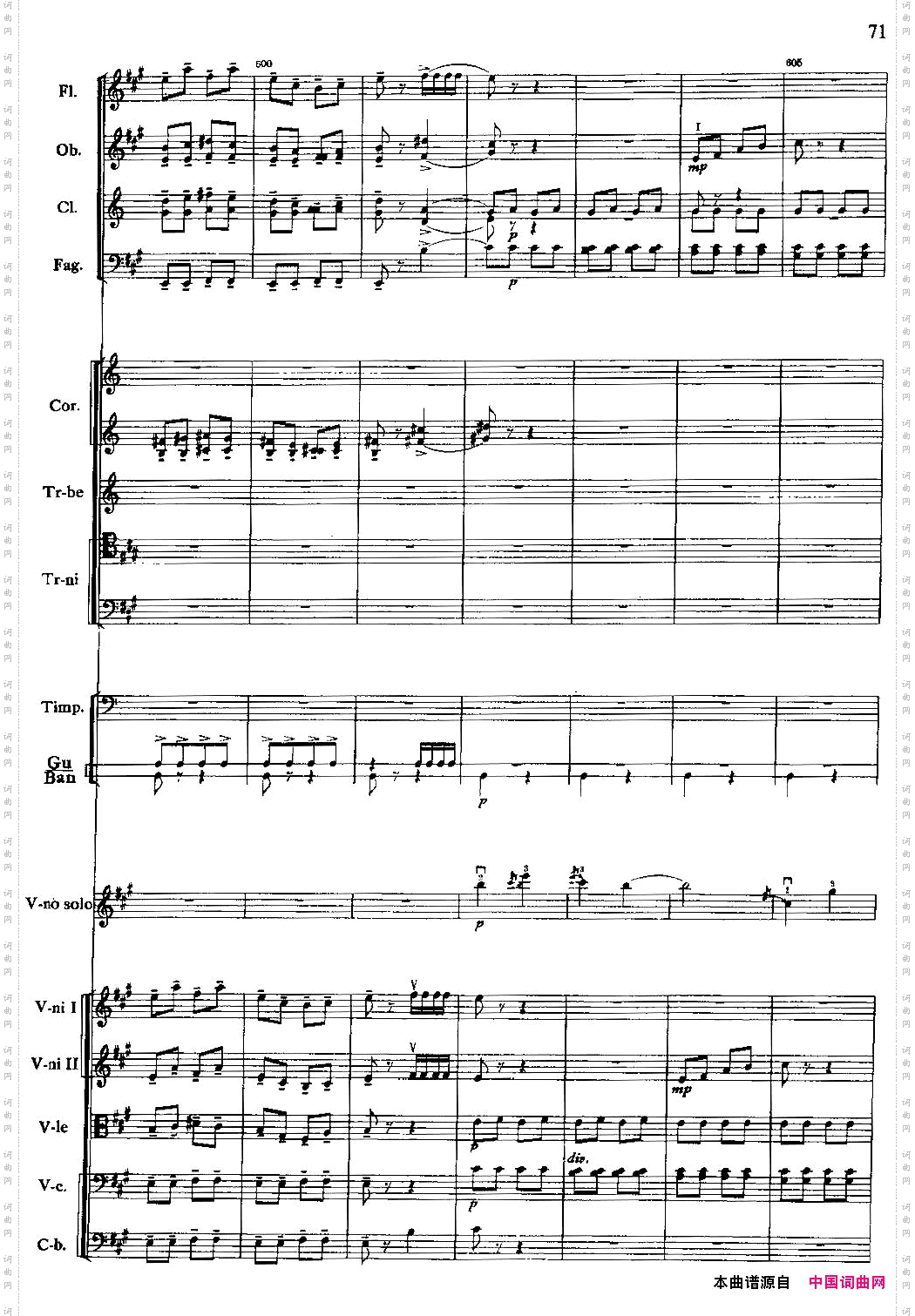 梁山伯与祝英台小提琴协奏曲、总谱P71-80