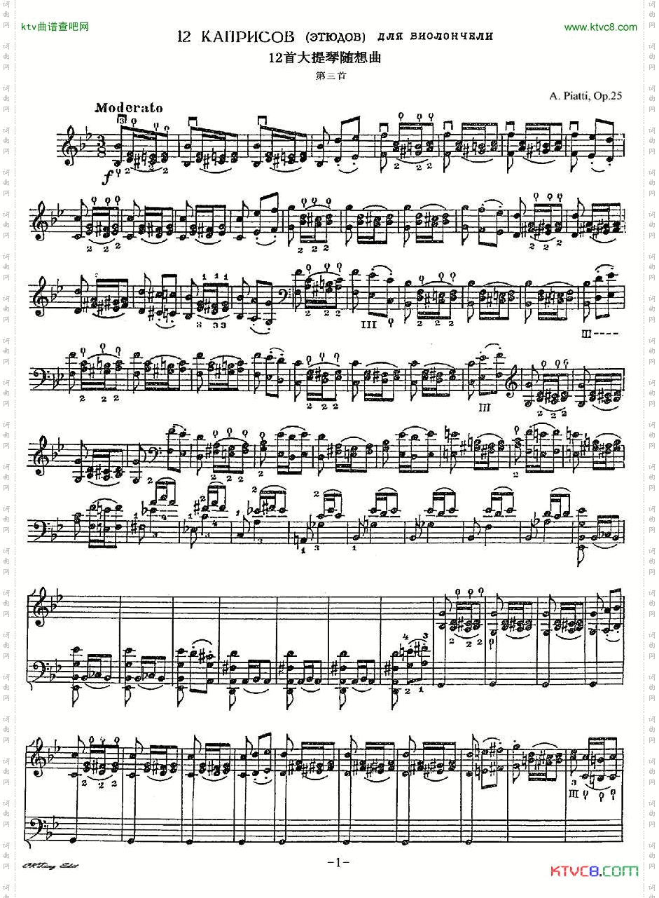 A.Piatti12CapriceOp.25皮阿蒂12首大提琴随想曲第三首