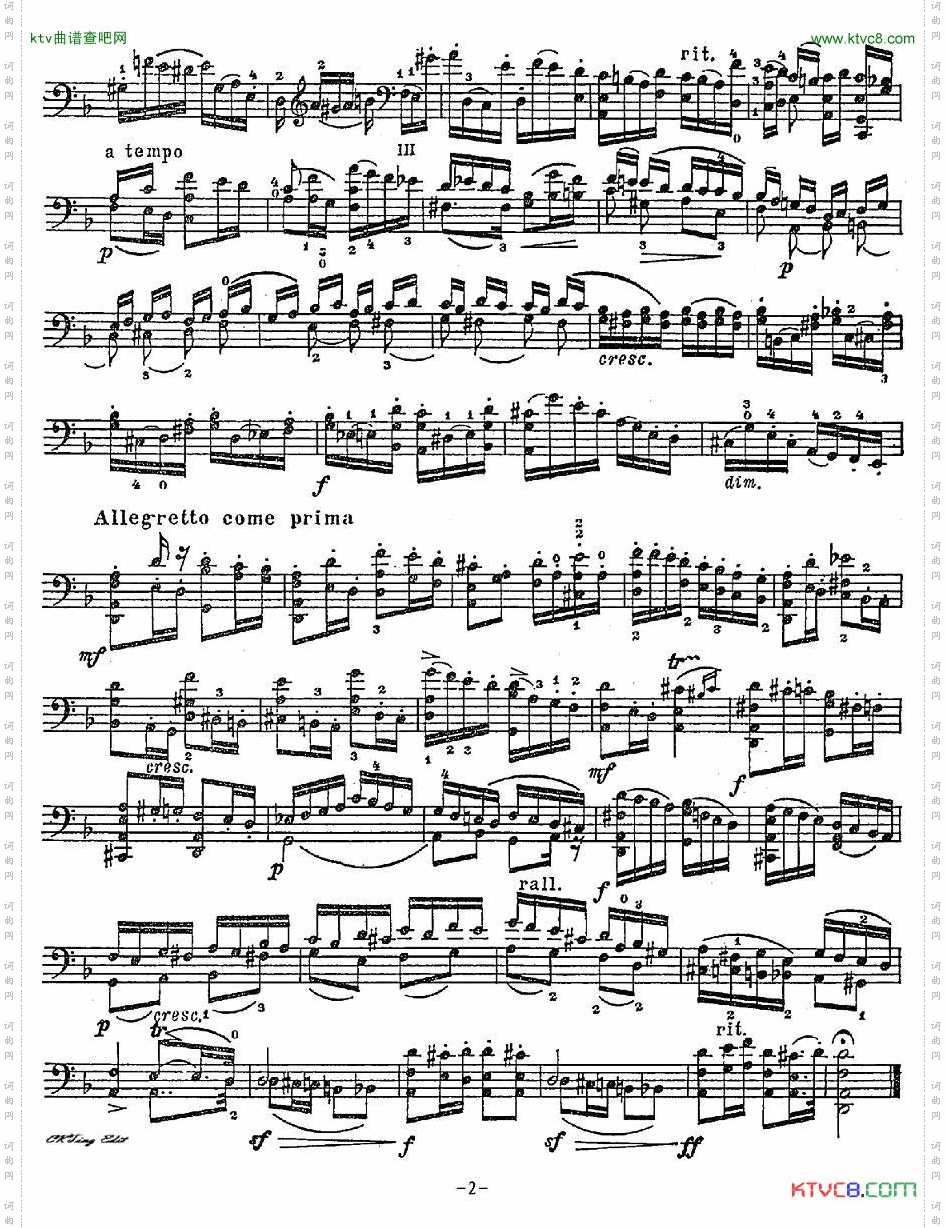 A.Piatti12CapriceOp.25皮阿蒂12首大提琴随想曲第四首