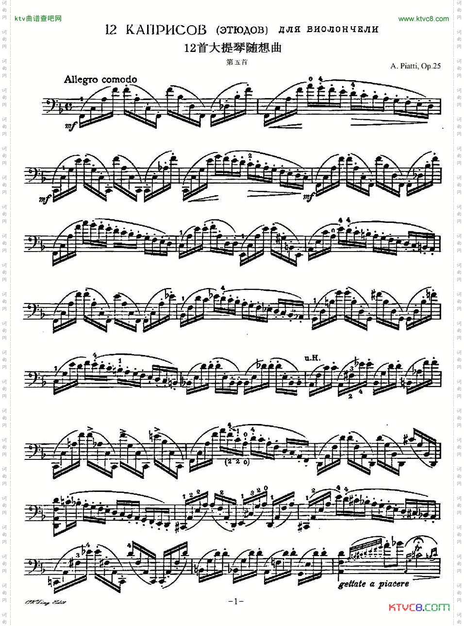A.Piatti12CapriceOp.25皮阿蒂12首大提琴随想曲第五首