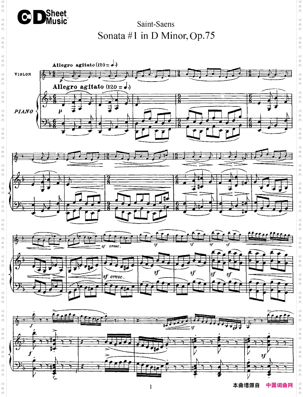 ViolinSonataNo.1inDMinorOp.75小提琴+钢琴伴奏_Violin Sonata No.1 in D Minor Op.75小提琴+钢琴伴奏