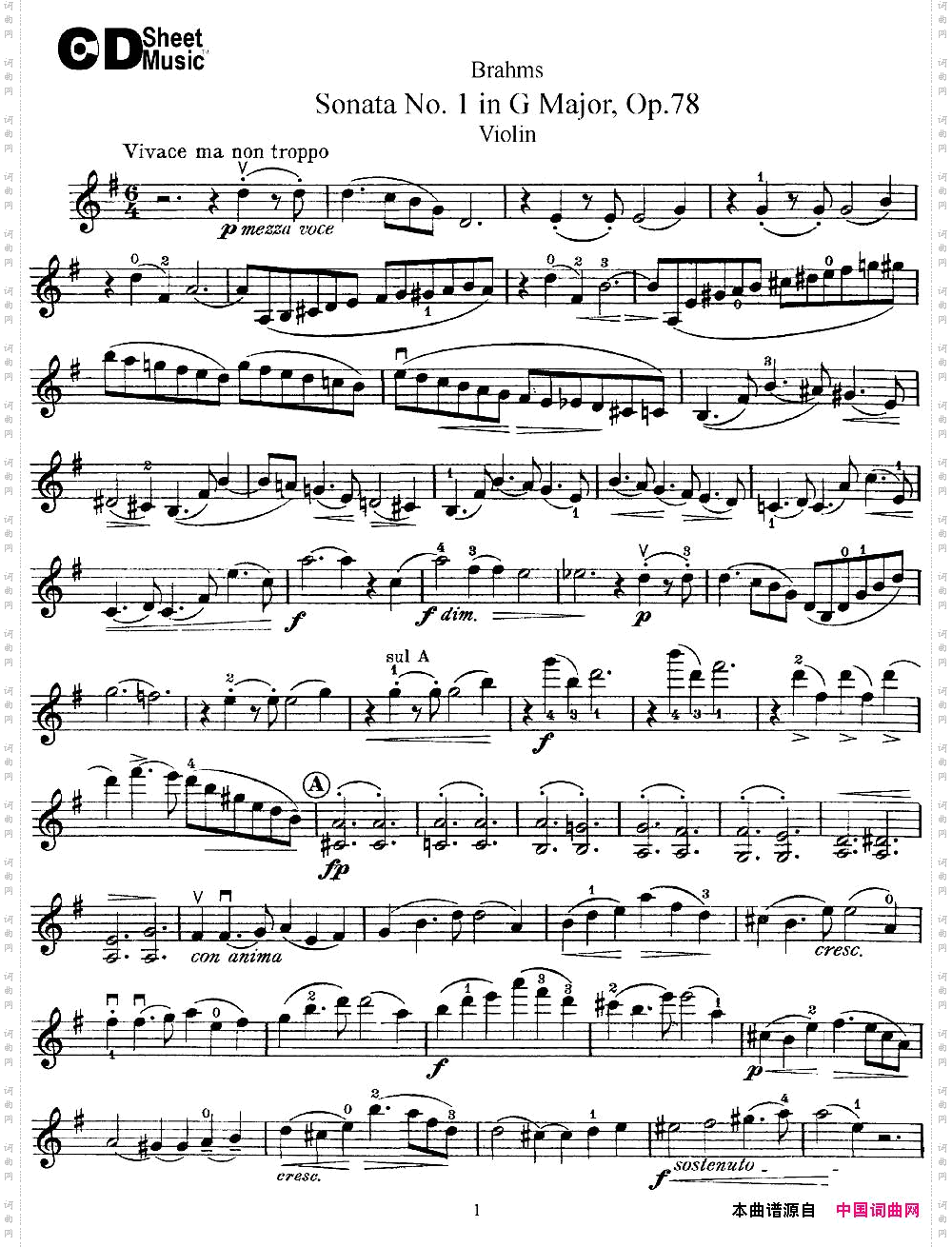 ViolinSonataNo.1inGMajorOp.78