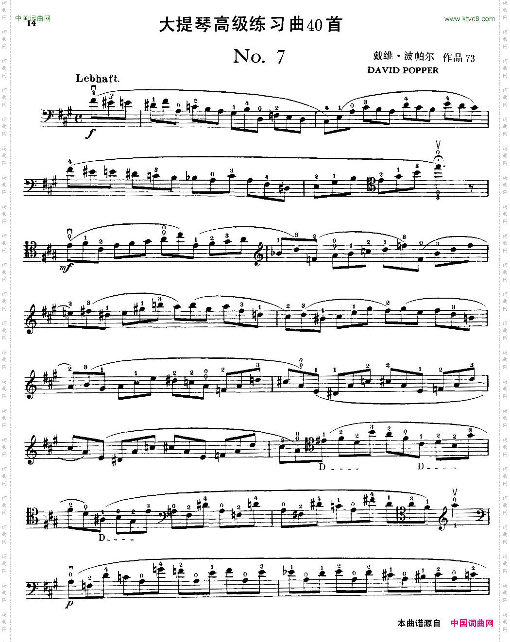 大提琴高级练习曲40首No.7