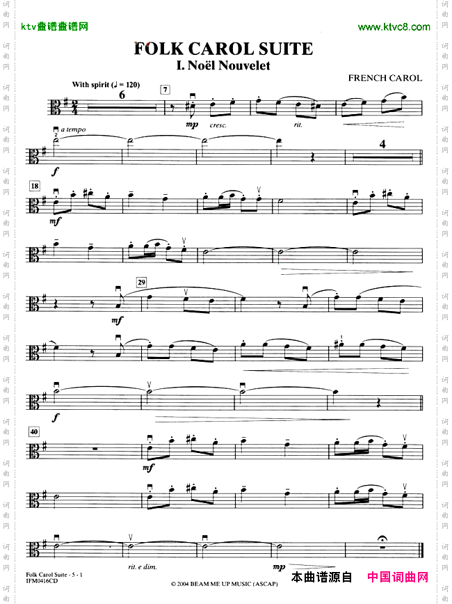 folkcarolsuitei.noelnouvelet中提琴、小提琴谱