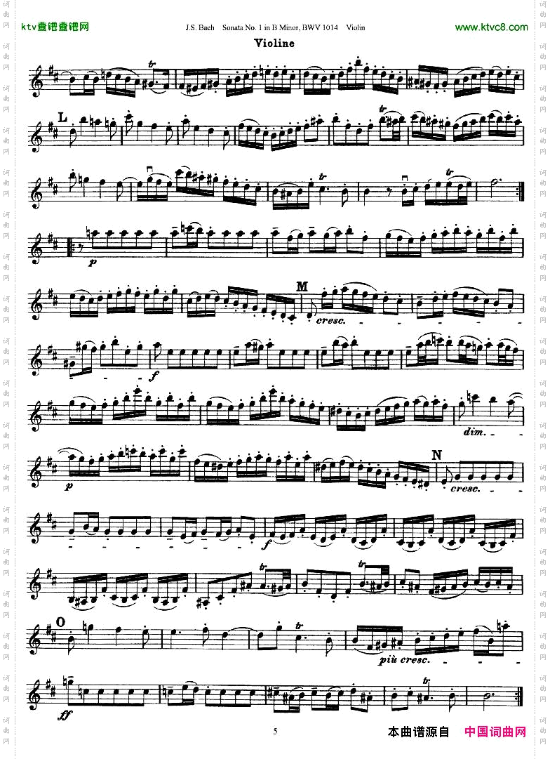 巴赫小提琴奏鸣曲No.1b小调BWV1014小提琴谱