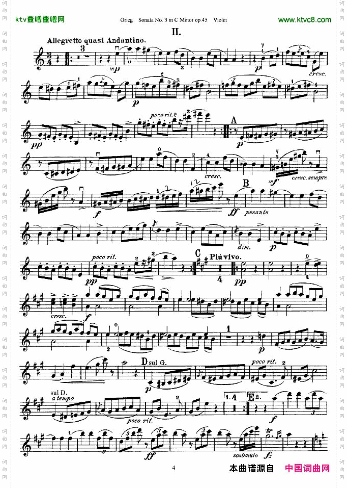 格里格F大调第一小提琴奏鸣曲，op.3